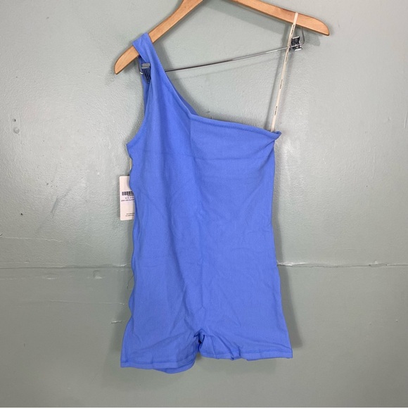 Zulu & Zephyr Waffle Bodysuit One Shoulder Swim Bikini Size 12 Ocean Blue - Picture 6 of 8